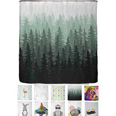 Afbeelding van ouchegordijn, antischimmel, 180 x 200 cm, inclusief 12 kleurrijke douchegordijnringen, e book, antikleefeffect, waterdicht en wasbaar, 100% polyester., cm
