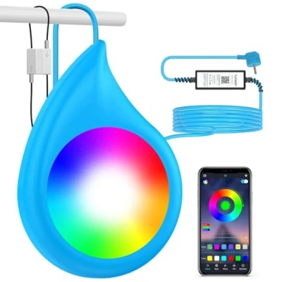 Afbeelding van LyLmLe LED Lamp voor Bovengronds Zwembad, 10W Opknoping RGB Veranderende Onderdompelbare Onderwater Verlichting met App Control, 16 Miljoen Kleuren/Timing/Muziek Sync, IP68 Waterdicht, 8m Kabel,12V