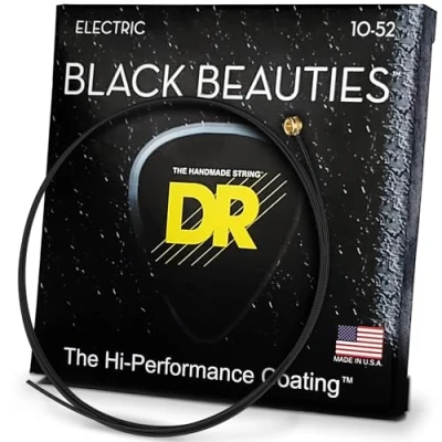 Afbeelding van DR Strings BKE 10/52 Black Beauties 10 52 zwarte set snaren voor elektrische gitaar