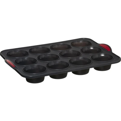 Afbeelding van 5Five Muffins en cupcakes bakken bakvorm/bakblik 33 x 24 cm voor 12x stuks Siliconen Muffinvormen / cupcakevorme