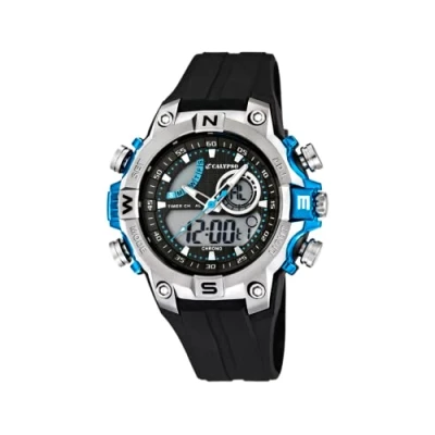 Afbeelding van Calypso kwartshorloge voor jongens, analoog digitaal met rubberen armband K5586/2, zwart/meerkleurig,