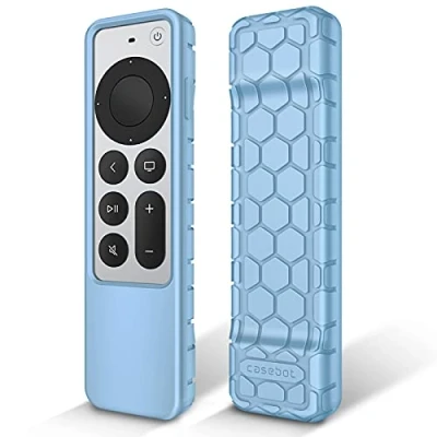Afbeelding van FINTIE beschermhoes voor Apple TV 4K / HD Siri Remote 2022 2021 (3e en 2e generatie) van lichte siliconen, antislip, schokbestendig, hemelsblauw