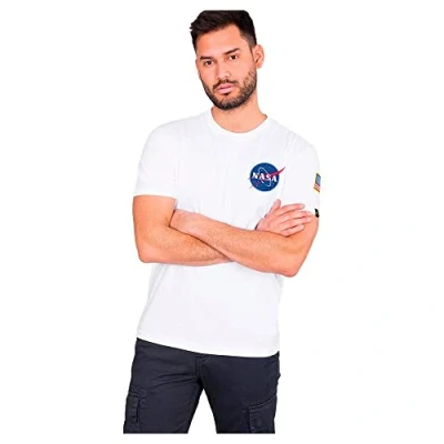 Afbeelding van Alpha Industries Space Shuttle T Tshirt print, Heren, Maat: Medium, White