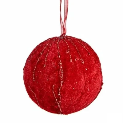 Afbeelding van Set kerstballen Polyester Rood 8 x cm (6 Stuks)