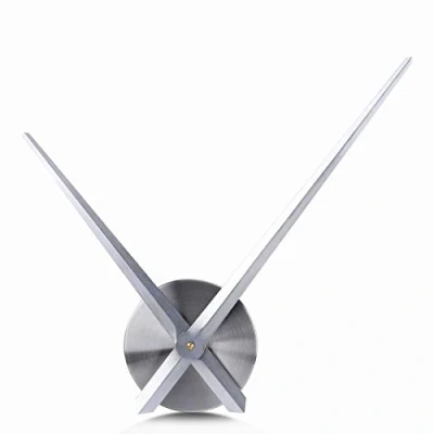 Afbeelding van Lafocuse Moderne Zilveren Metalen Wijzers ​DIY Grote Wandklok 60 cm zonder Cijfers Rond Analoog Decor Muurklok voor Woonkamer Slaapkamer Bar Hotel