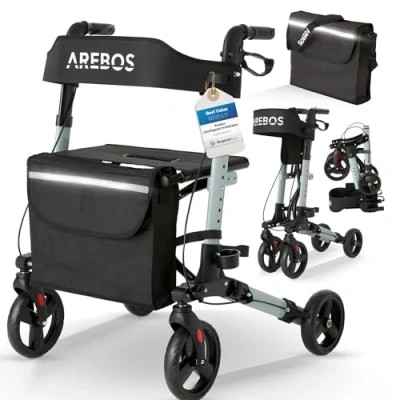 Afbeelding van Aluminium Rollator inklapbaar Lichtgewichtrollator Loophulp Staphulp Loopwagen Zwart