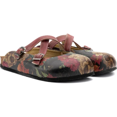 Afbeelding van GOBY Flowergarden Clogs Slippers Slipper Klompen Hoge kwaliteit Handmade Bloemenprint Maat 35