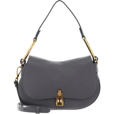 Afbeelding van Coccinelle Leren Schoudertas Magie Soft Handbag Grained Leather Grafite Grijs
