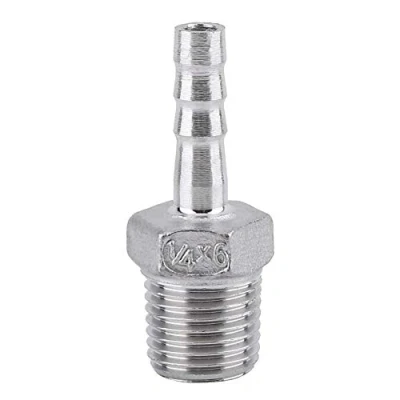 Afbeelding van Roestvrijstalen Slangpilaar, Roestvrij Staal SS304 Buitendraad Pijpfitting Barb Slangtuleconnector BSP 1/8 &quot; 3/4&quot;(1/4 * 6mm)