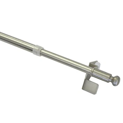 Afbeelding van GARDINIA Glazen staaf, drukbevestiging, uitschuifbare stang, montage zonder schroeven of boren, Press&amp;Go Filigrano, bal, diameter: 8/10 mm, lengte: 30 50 cm, metaal, roestvrijstalen effect
