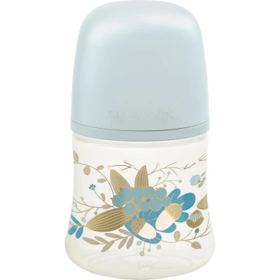 Afbeelding van Suavinex Gold Slow Flow Blauw 150ml Silicone Fles SXSGX1080156