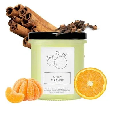 Afbeelding van Hagi Spicy Orange Natuurlijke Sojakaars Geurkaars Vegan Etherische Olie Moederdag Cadeau Kado voor