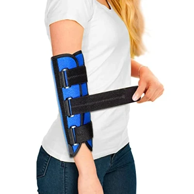 Afbeelding van Elleboog Brace, Splint voor Cubital Tunnel Syndroom, Nachtelleboog Slaapondersteuning met 3 Plastic Strips, Ulnaire Zenuw, Tenniselleboog, Peesontsteking, Geschikt Mannen en Vrouwen, Linker Rechter Arm L/XL