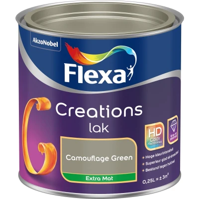 Afbeelding van flexa creations lak extra mat camouflage green 0.25 ltr