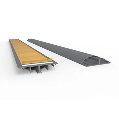 Afbeelding van Kabelgoot halfrond zelfklevend 9 x 2 200 cm B H L, grijs, tot 12 kabels, PVC kabelbrug vloer struikelbescherming