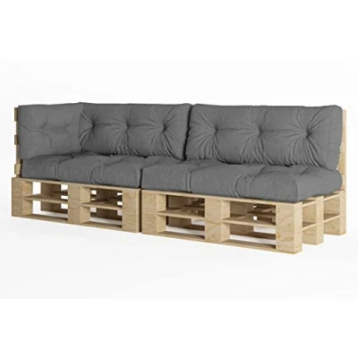 Afbeelding van Chilly Pilley Palletkussen Schuimvlokken Palletmeubilair Palletbank Rugleuning Zitkussen Zijkussenset (Set Van 5 Grijs)