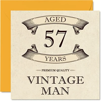 Afbeelding van Vintage 57e verjaardagskaarten voor mannen leeftijd 57 jaar leuke verjaardagskaart collega vader echtgenoot vriend oom broer vriend, 145 mm x wenskaarten,