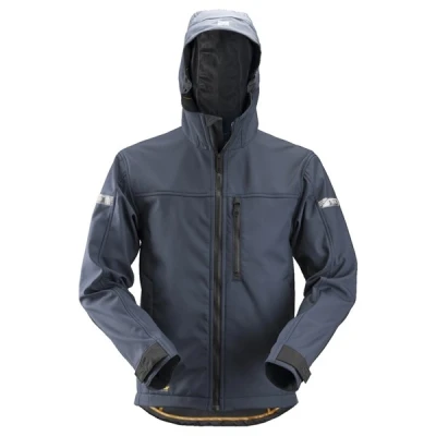 Afbeelding van Snickers Allroundwork, Softshell Jack Met Capuchon, Donker Blauw Zwart (9504), S