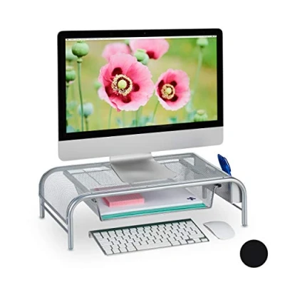 Afbeelding van Relaxdays Monitorstandaard laptopstandaard monitor verhoger beeldschermverhoger zilver