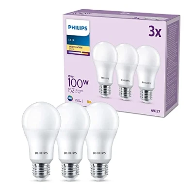 Afbeelding van Philips LED Lamp E27 Warmwit Licht 100 W Mat 3 Lampen