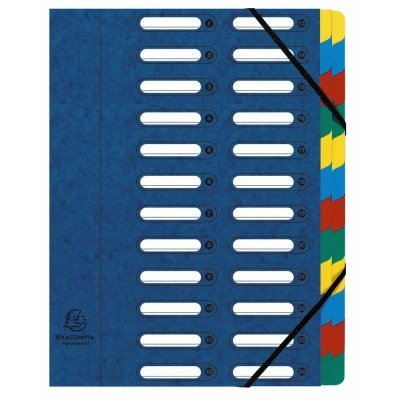 Afbeelding van Exacompta Ref. 5324E 1 Sorteermap HARMONIKA met elastieken en uitgesneden vensters Omslag in glanskarton uitbreidbare rug 24 vakken voor A4 afmeting 24,5 x 32cm willekeurige kleuren