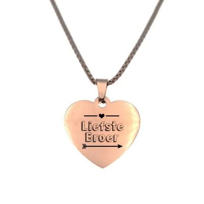 Afbeelding van Ketting RVS Hart Rosegoud Liefste Broer