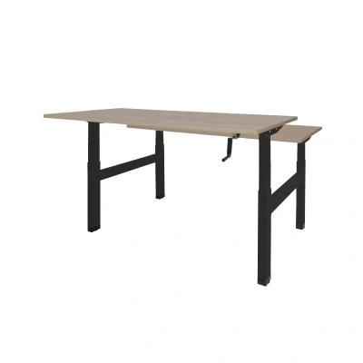 Afbeelding van Dextro zit/sta hoogte slinger verstelbare Duo werkplek, bladmaat 2 x 180 80 cm., frame kleur zwart RAL 9005 blad 25 mm. melamine Robson Eiken