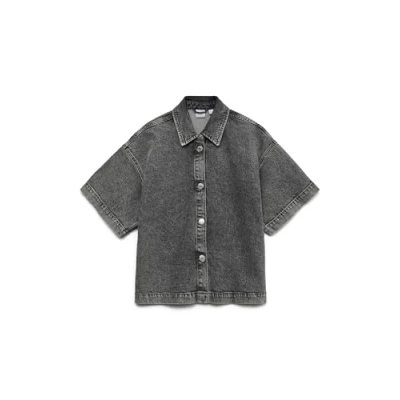 Afbeelding van Vero Moda Blouse Vmtessa Ss Loose Denim Shirt Ga 10331219 Medium Grey Den/ra206 Dames Maat XL
