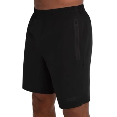 Afbeelding van TCA Mannen Elite Tech Lichtgewicht Hardloop Gym Trainings Shorts met Ritszakken Zwart/Zwart, XXXL