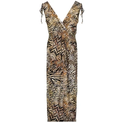 Afbeelding van Geisha Jurk Smock Allover Print Bruin/dessin 3XL