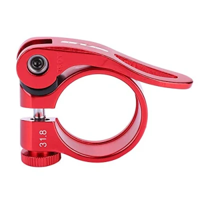 Afbeelding van Keenso Bevestiging voor fietszadelpen, CX 18 zadelpen klem van aluminiumlegering, 31,8 mm, snelle losheid racefiets, fietszadelstang halsband (rood)