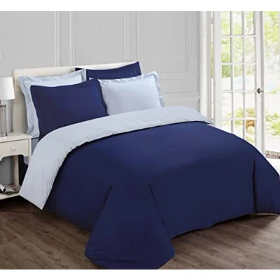 Afbeelding van Vision Tweezijdig beddengoed tweekleurig marineblauw / grijs dekbedovertrek 240 x 220 cm met 2 kussenslopen voor kingsize tweepersoonsbed 100% katoen
