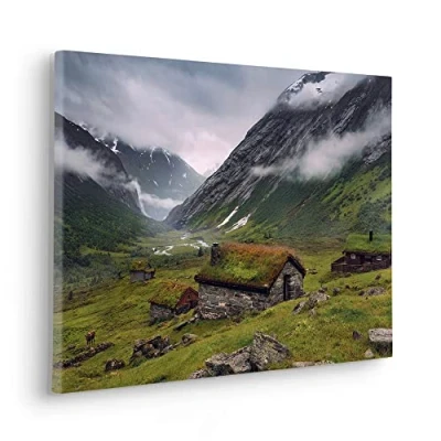Afbeelding van Komar artprint op linnen Keilrahmenbild Moody Mountains Größe 60 x 40 cm 60x40 (breedte hoogte), spieraam (1 stuk)