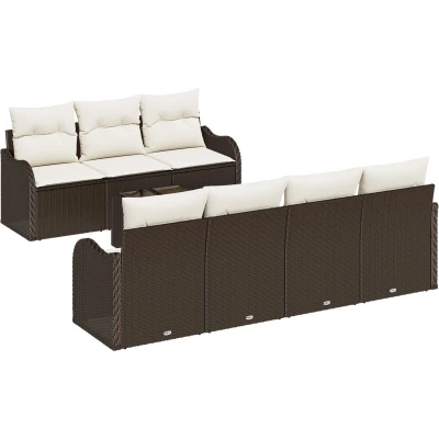 Afbeelding van vidaXL 8 delige Tuin Sofa Set met Kussens Bruin Poly Rattan
