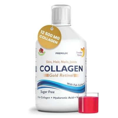 Afbeelding van Swedish Nutra Vloeibare Goud Retinol Collageen 500ml Collagen met Hyaluronzuur en Vitamine C Anti aging Rimpel Fijne lijntjes huid Haar Nagels Jeugdige 100% natuurlijk