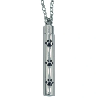 Afbeelding van Ketting met ashanger cilinder van 4 cm Gedenksieraad voor hond Premium staal Lengte 45