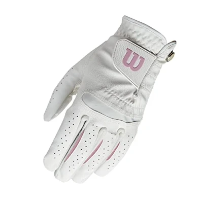 Afbeelding van Wilson dames golfhandschoen, maat L, links, LLH, wit, Feel Plus, WGJA00770L