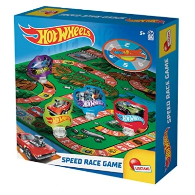 Afbeelding van lisciani 92154 Speed Race Game Het Hot Wheels ganzenspel voor kinderen vanaf 5 jaar, klassiek racegezelschapsspel, 2 tot 4 spelers, bevordert geheugen, logica, eenvoudige berekeningen, meerkleurig