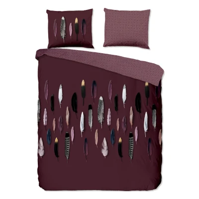 Afbeelding van Goodmorning Dekbedovertrek Feathers Bordeaux 140 x 200/220