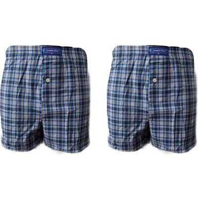 Afbeelding van Embrator 2 stuks mannen Boxershorts geweven katoen blauw/beige/wit XL