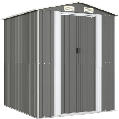 Afbeelding van vidaXL Tuinschuur 192x191x223 cm gegalvaniseerd staal lichtgrijs