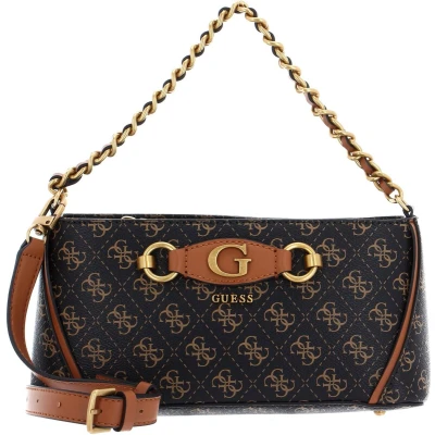 Afbeelding van GUESS Handtas Schoudertas Izzy Crossbody Top Zip Brown Logo / Cognac Donkerbruin