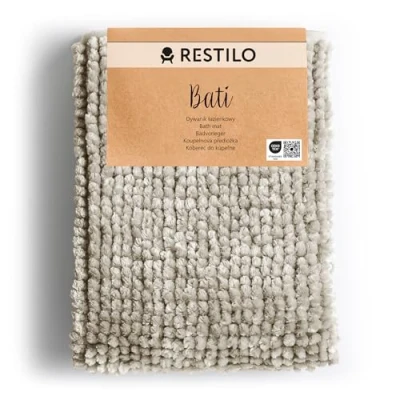 Afbeelding van RESTILO Badmat 60 x 90 cm Extra Zacht en Waterabsorberend Badkamertapijt Antislip Badkleed Beige Bati