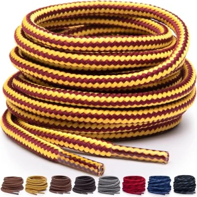 Afbeelding van Miscly Ronde Schoenveters Zware en Duurzame voor Laarzen, Werkschoenen &amp; Wandelschoenen (Geel/Bruin, 183 cm)