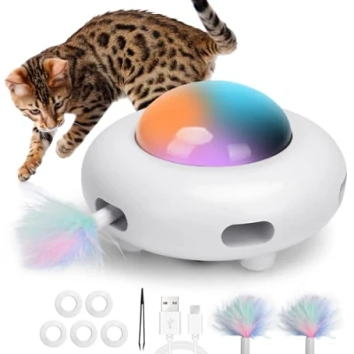 Afbeelding van Nobleza 4025E Interactief Kattenspeeltjes Automatisch Kat Speelgoed Oplaadbare speeltje voor poesjes Huisdierspeelgoed katten Dierenspeelgoed wit