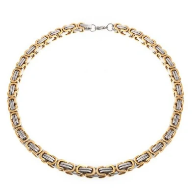 Afbeelding van Monteur Byzantijnse bikersieraden Urban dubbele flexibele zware ketting voor mannen tieners zwart goud zilver tweekleurig roestvrij staal 20 24 30 inch 8 mm, EU,
