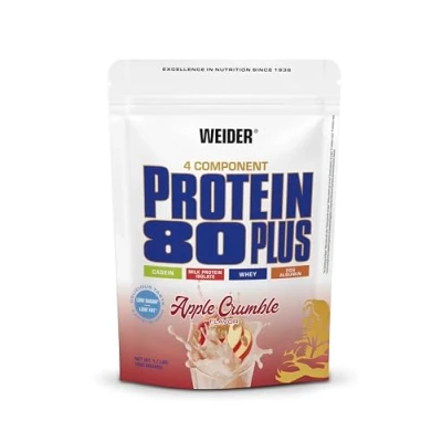 Afbeelding van WEIDER Proteïne 80 Plus meercomponent proteïnepoeder, eiwitpoeder voor romige, onbeschaamd lekkere eiwitshakes, combinatie van wei, caseïne, melkei isolaat en ei proteïne, Apple Crumble, 500 g