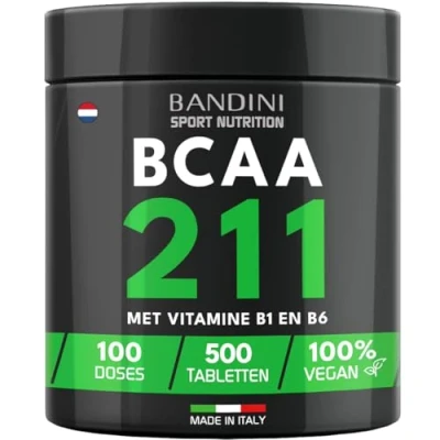 Afbeelding van Bandini® BRANCHED AMINO ACIDS BCAA 2 1 500 tabletten met vitamine B1 en B6 supplement 2.1.1 leucine, isoleucine, valine Veganistisch Vertakte aminozuren 211 Intra Pre Post Workout