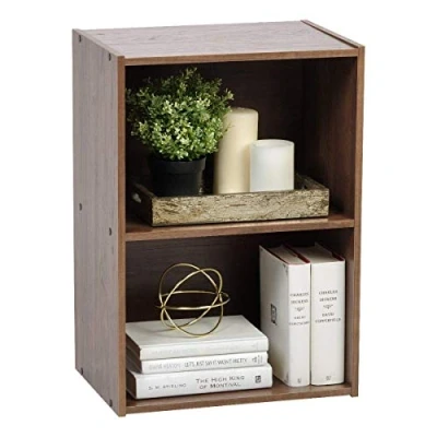 Afbeelding van Iris Ohyama, Kledingkast met 3 planken / Houten bak Boekenkast Bijzetkast, Modulair, Design, Kantoor, Woonkamer Basic Storage Shelf CX 2 Bruin