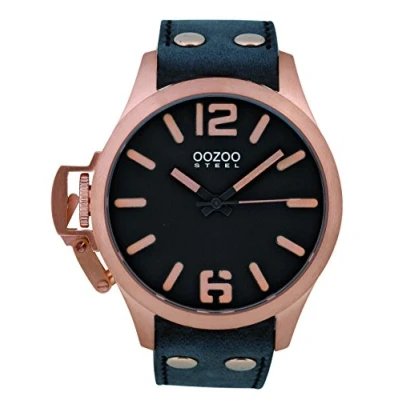 Afbeelding van OOZOO Timepieces Rosé goudkleurige horloge met grijze leren band OS258